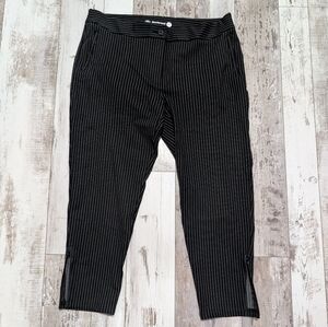 Betabrand Dress Pants Size Small Black Stripe Skinny Ankle Zip‎ Stretch xxl